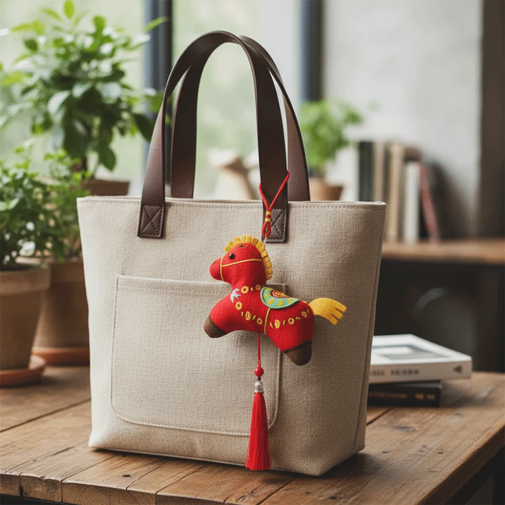 

Chinese Style Mini Horse Hanging Ornament Traditional Embroidered Pattern Bag Horse Pendant PP Cotton Cartoon