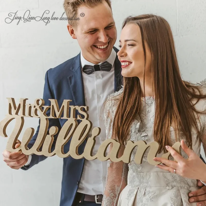 Custom  Last name sign, Mr and Mrs Decor, Family last name, Mr and Mrs sign, Wedding wood sign, Sweetheart table, Name sign