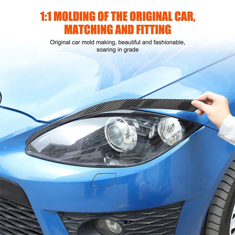 For 2008-2012 Seat Leon headlight eyebrow stickers, real carbon fiber (soft) 2-piece set, car headlight modification accessories