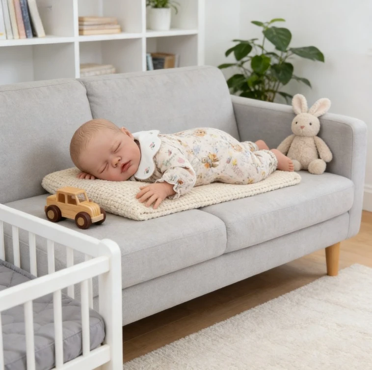 NPK 19'' Handmade Reborn Primrose Asleep Lifelike Soft Touch Baby Doll with 3D Skin Multiple Layers Painting Toddler Dolls