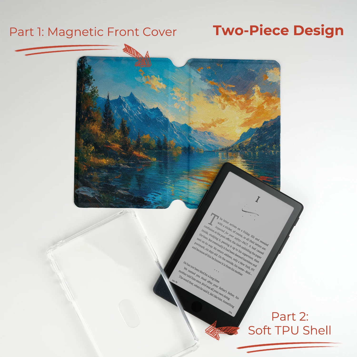 Twosheep Modern Illustration Case suit for XTEINK X4 Pro XTEINK X4Pro Detachable Magnetic Clear TPU Shell Slim Guard Cover