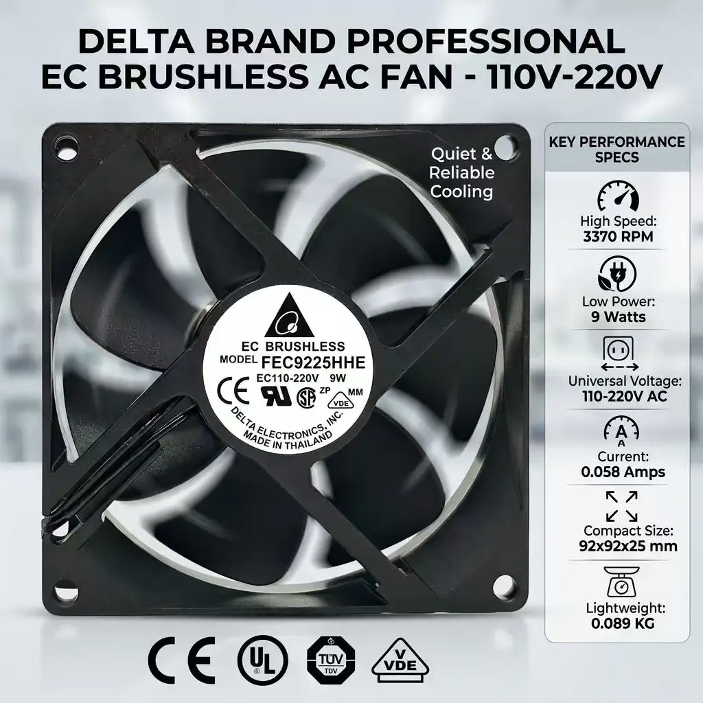 

Вентилятор Delta FEC9225HHE EC 9225 110В 220В 9Вт, бесщеточный, с двойным шарикоподшипником, для охлаждения серверных шкафов