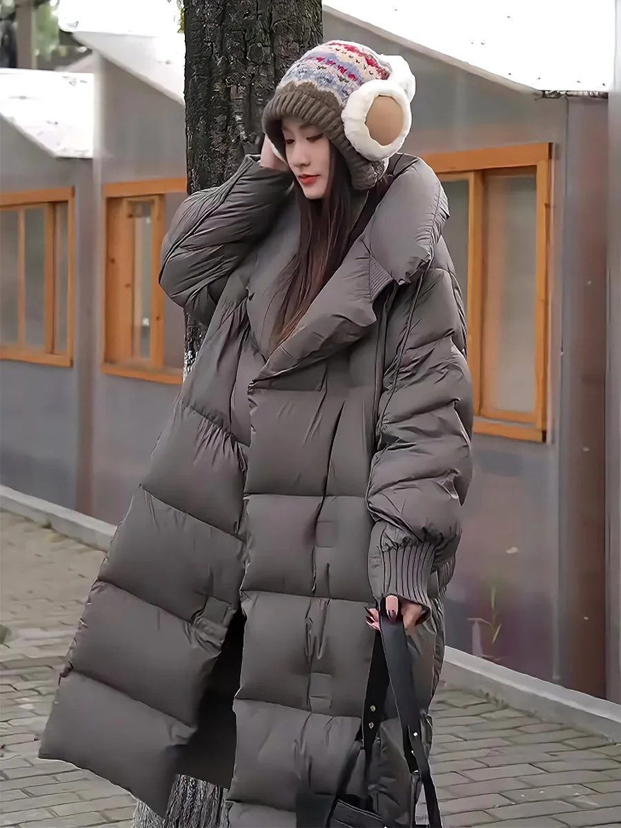 Chaqueta Acolchada de Plumón para Mujer, Color Blanco, con Forro de Felpa, Cuello Alto, Abrigo Cálido de Longitud Media, Versátil y a la Moda