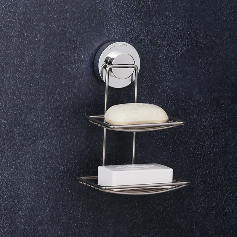 Suction Cup Soap Dish for Shower Wall Stainless Steel Soap Bar Holder Shower Caddy, No Drilling