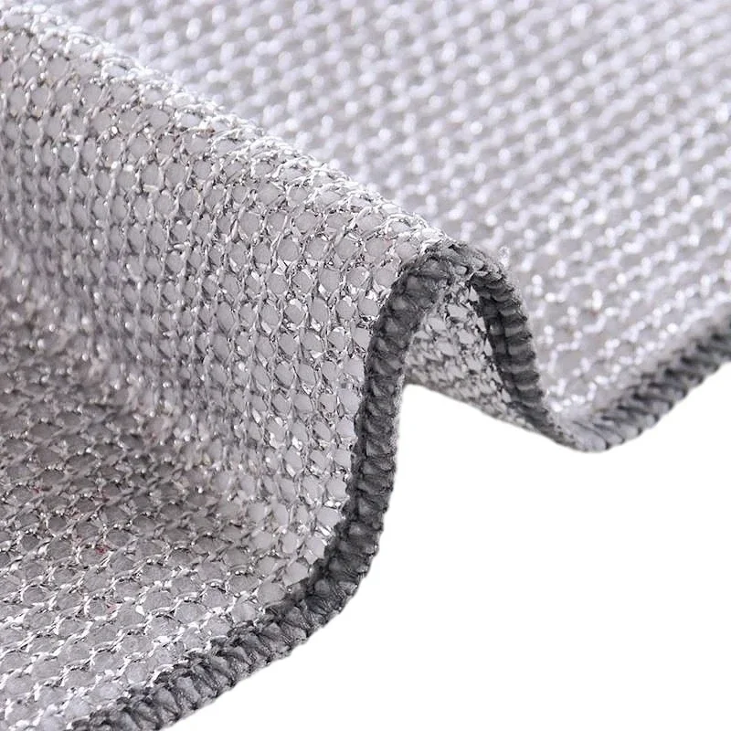 20cm Steel Wire Cleaning Cloth Double -layer Non -stick Oil Iron Dishrag Kitchen Pan Pot Dishes Cloths Rag Napery Dishcloth Rags