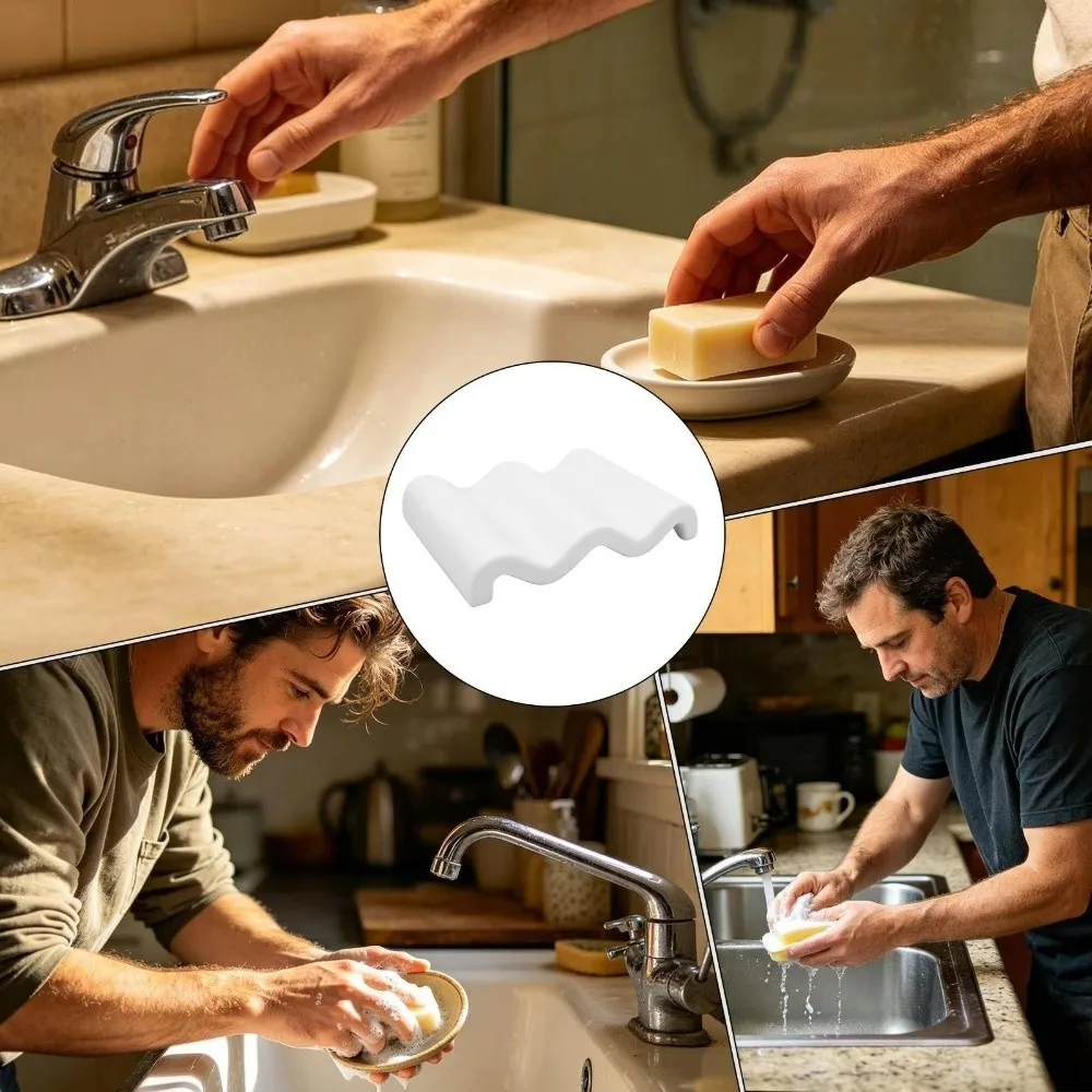 New Marble Pattern Soap Dish Wave Shaped Silicone Soap Holder Water Absorbing Quick Drying Soap Tray Kitchen Countertop
