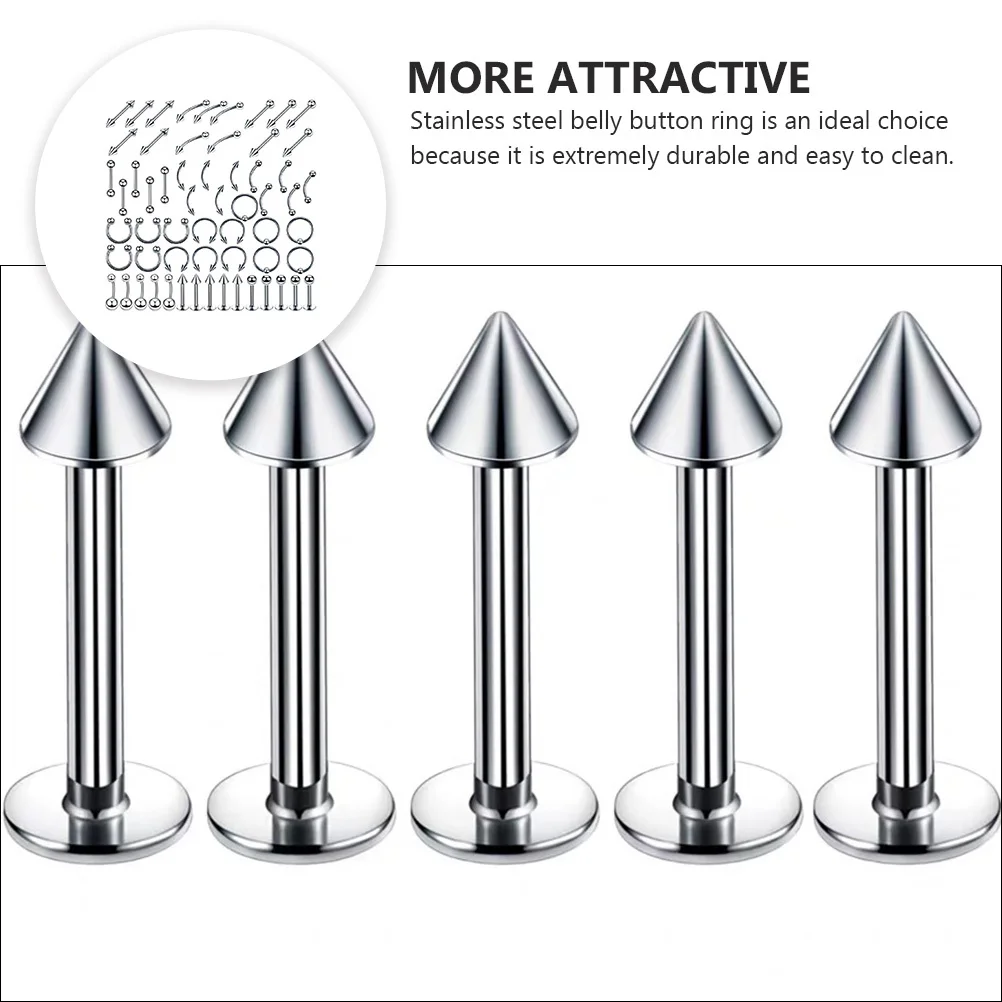 

120Pcs Stainless Steel Body Piercing Jewelry Set Smooth Polished Surface Belly Button Rings Navel Nose Tongue Eyebrow Piercing