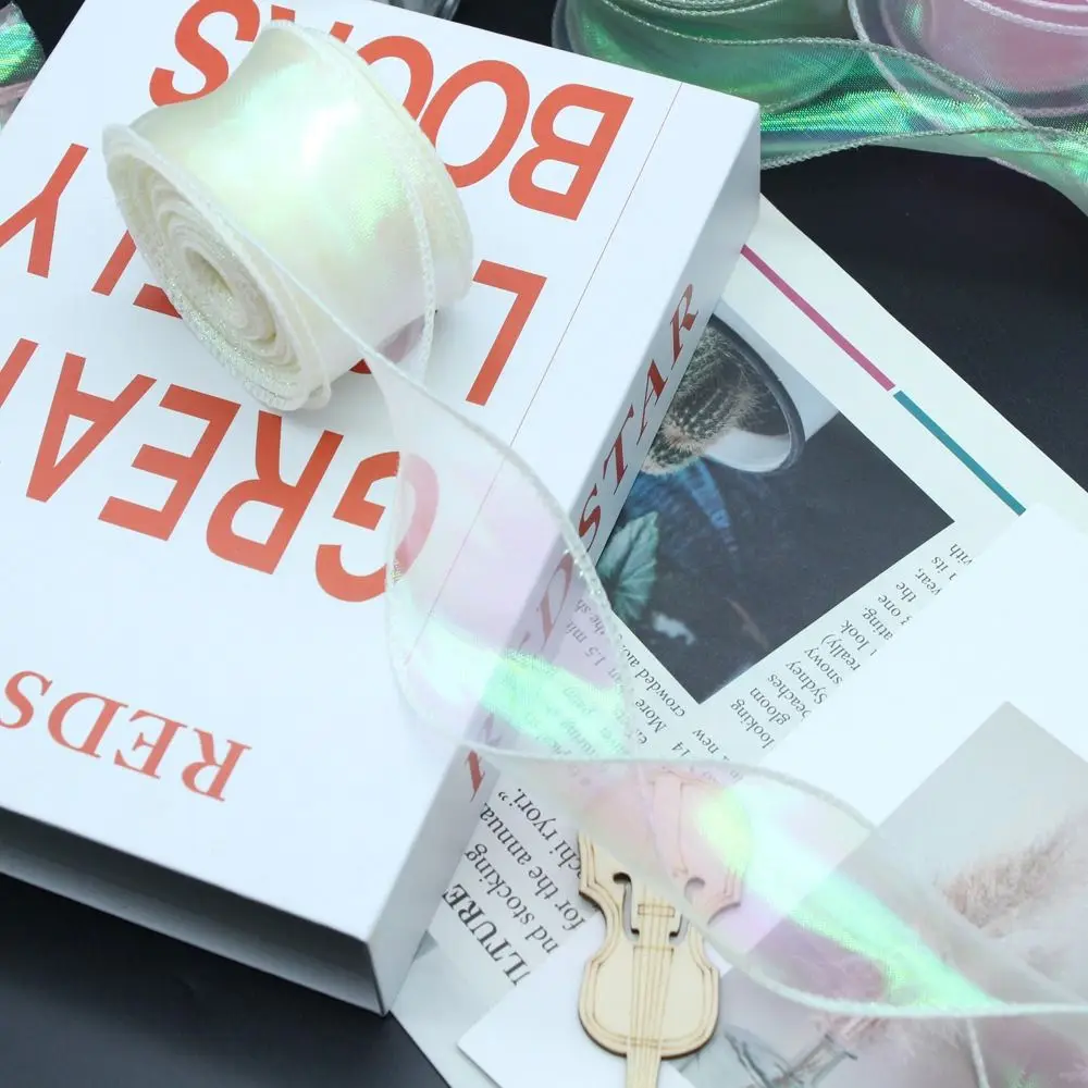 40 مللي متر 10 ياردة لفة من شريط من الساتان شبكة نسيج الدانتيل مهرجان DIY بها بنفسك الديكور زهرة باقة التفاف تزيين حفلات الزفاف #5