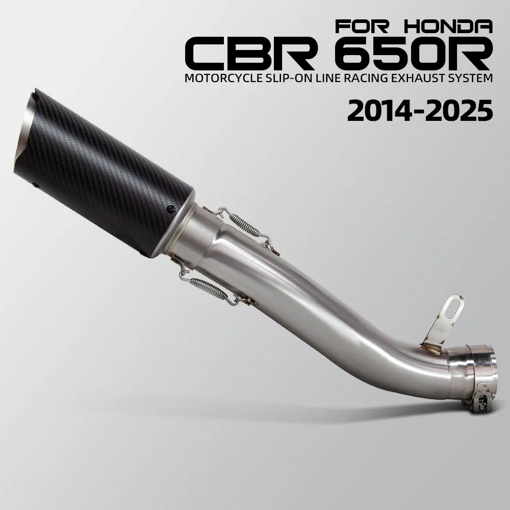 

Для Honda CBR650F CB650F CBR650R CB650R 2014-2025 лет мотоциклетная надеваемая выхлопная труба среднего звена, соедините углеродный глушитель