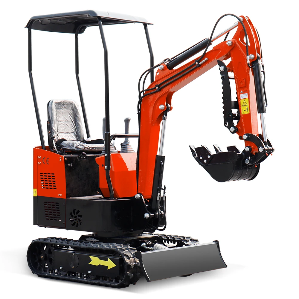 Mini Excavator 1 Ton Hydraulic Crawler Trench Digger with 380mm Tooth Bucket and Mechanical Thumb For Farm Garden