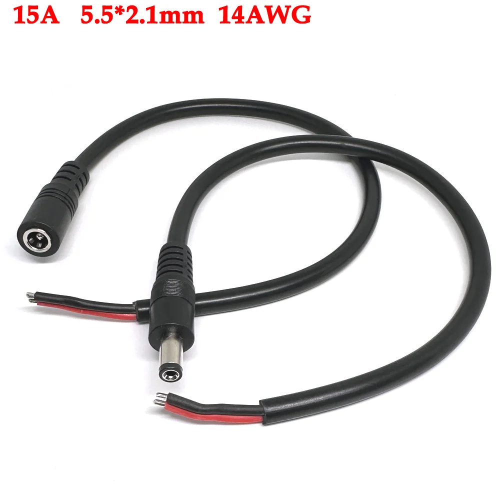 

1/2pcs 5.5x2.1 Plug DC male or Female Cable Wire Connector For 3528 5050 LED Strip Light 14AWG Connectors 5.5x2.1mm 5.5*2.1mm