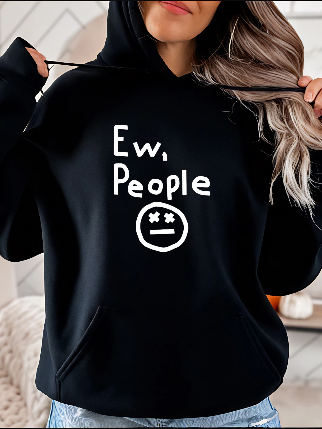 

Толстовка с принтом Ew People, повседневный стиль, лицо, эмодзи, дизайн, женская уличная мода