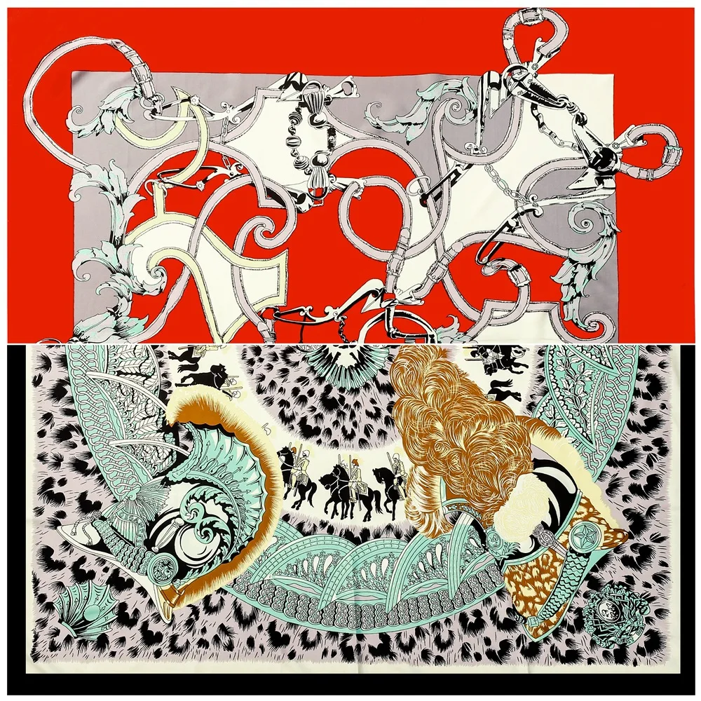 Bufanda de seda para mujer, chales grandes con estampado de leopardo y cinturón, Bandana cuadrada, pañuelo de lujo, Hijab musulmán, Foulards femeninos de 130CM