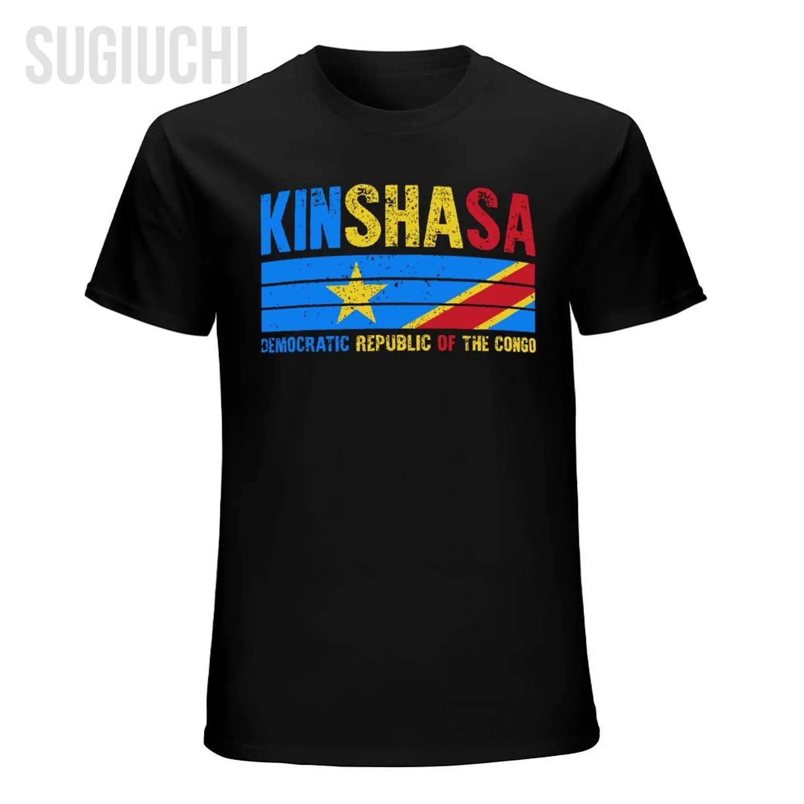 Men T-Shirt Kinshasa Democratic Republic Of The Congo Flag Tshirt Tees O-neck T Shirts Women Boys 100% Cotton Unisex