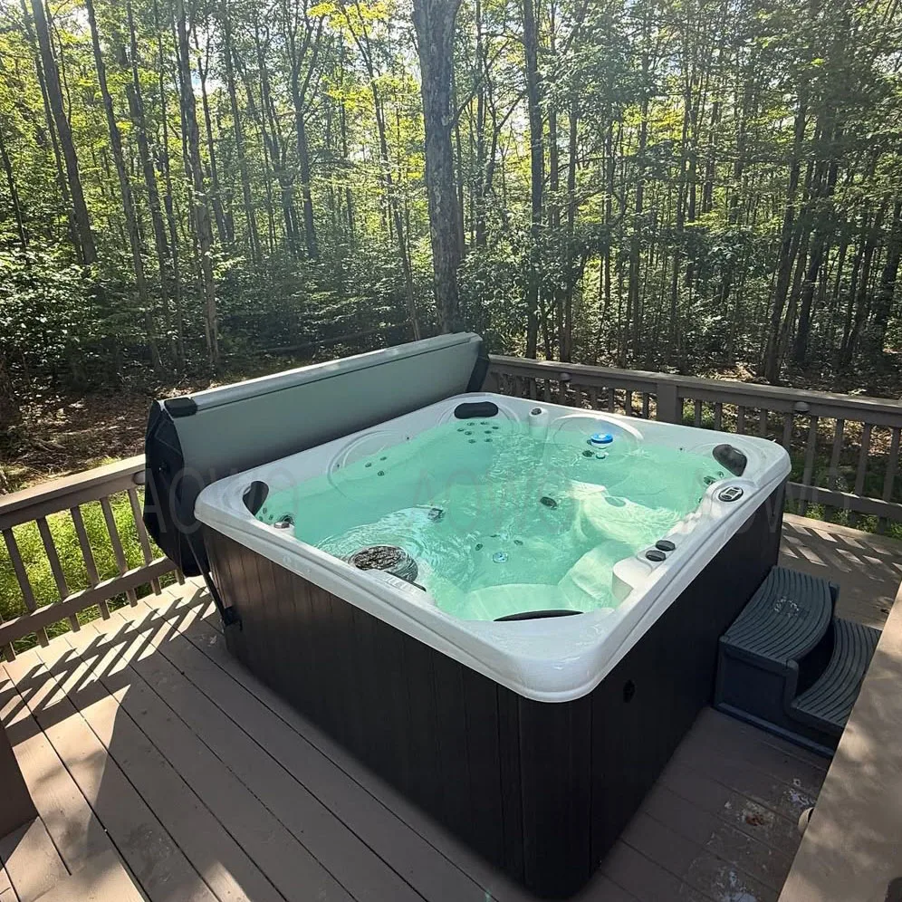 Square 5 Person with Lounge Bathtubs Whirlpools Massage Robot Yacuzzier Spa De Exterior Relaxing Spa Outdoor with Small Stair
