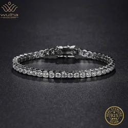 WUIHA Real 925 Sterling Silver 3EX Round Cut 3MM VVS1 Created Moissanite Tennis Charm Bracelets for Women Men Gift Drop Shipping