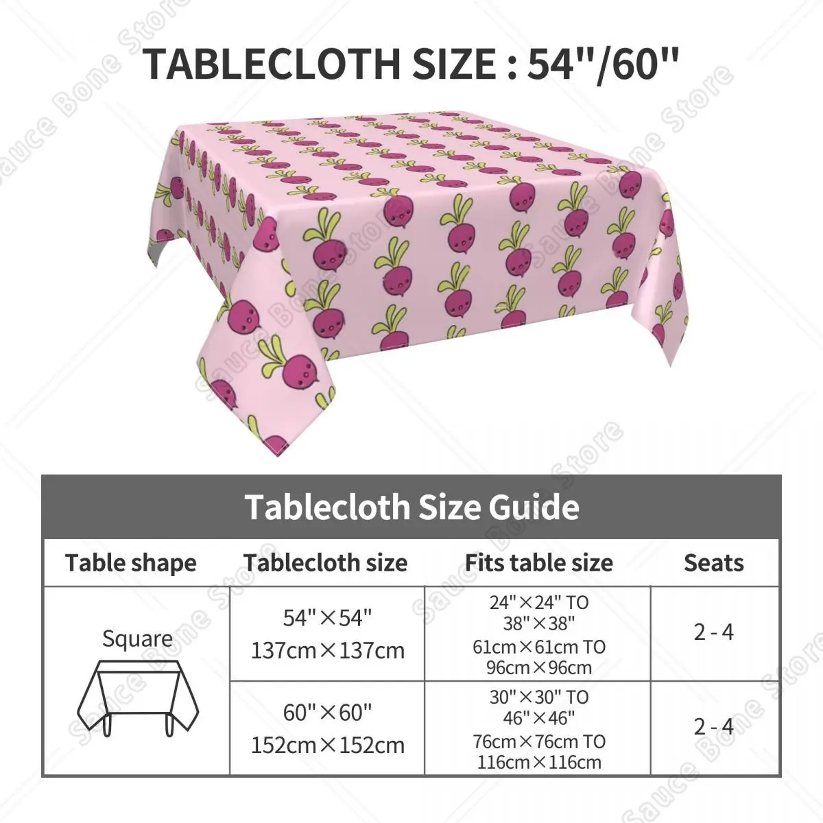 Kawaii Radishes Tablecloth Vegetable Funny Table Cloth For Banquet Christmas Party Table Cover Outdoor Pattern Table Decoration