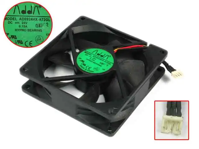 

ADDA AD0924HX-A72GL DC 24V 0.15A 3-Wire 92x92x25mm Cooling Fan