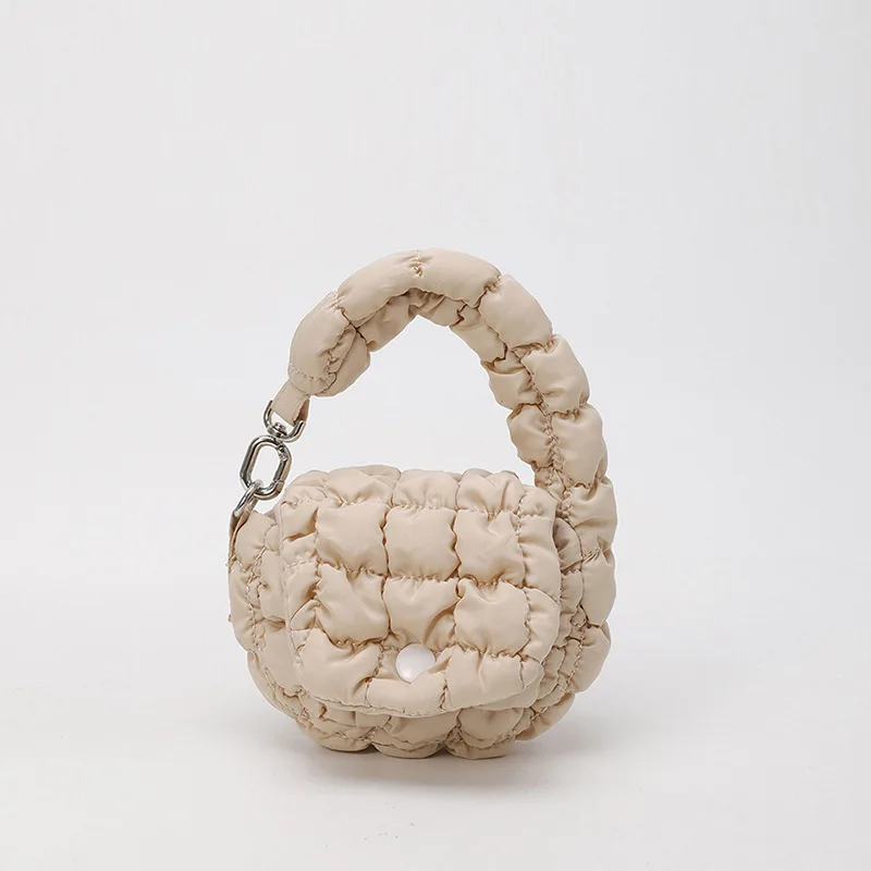Women Mini Cloud Bag Pleated Coin Purse Keychain Charm Hand Clutch Fashion Decorative Versatile Small Handbag Cute Accessory