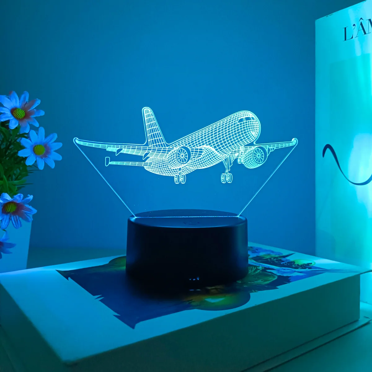 1pc aircraft model 3D night light, USB interface, flying enthusiasts collection of gift table lights, holiday decorative lights.