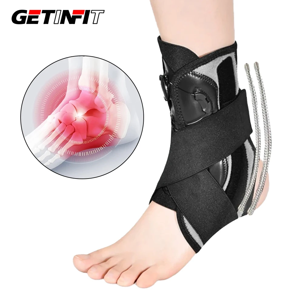 1Pcs New Ankle Brace Stabilizer Sports Injury Recovery Sprain Lace Up Adjustable Support Stirrup Compression Ankle Wrap Unisex