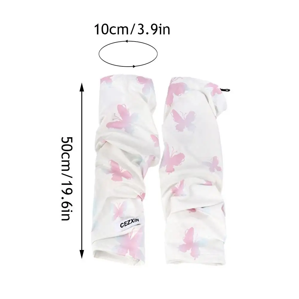 Summer Arm Sleeves Women Gradient Butterfly Hand Sleeves UV Protection Arm Cover Riding Driving Fishing Long Fingerless Gloves