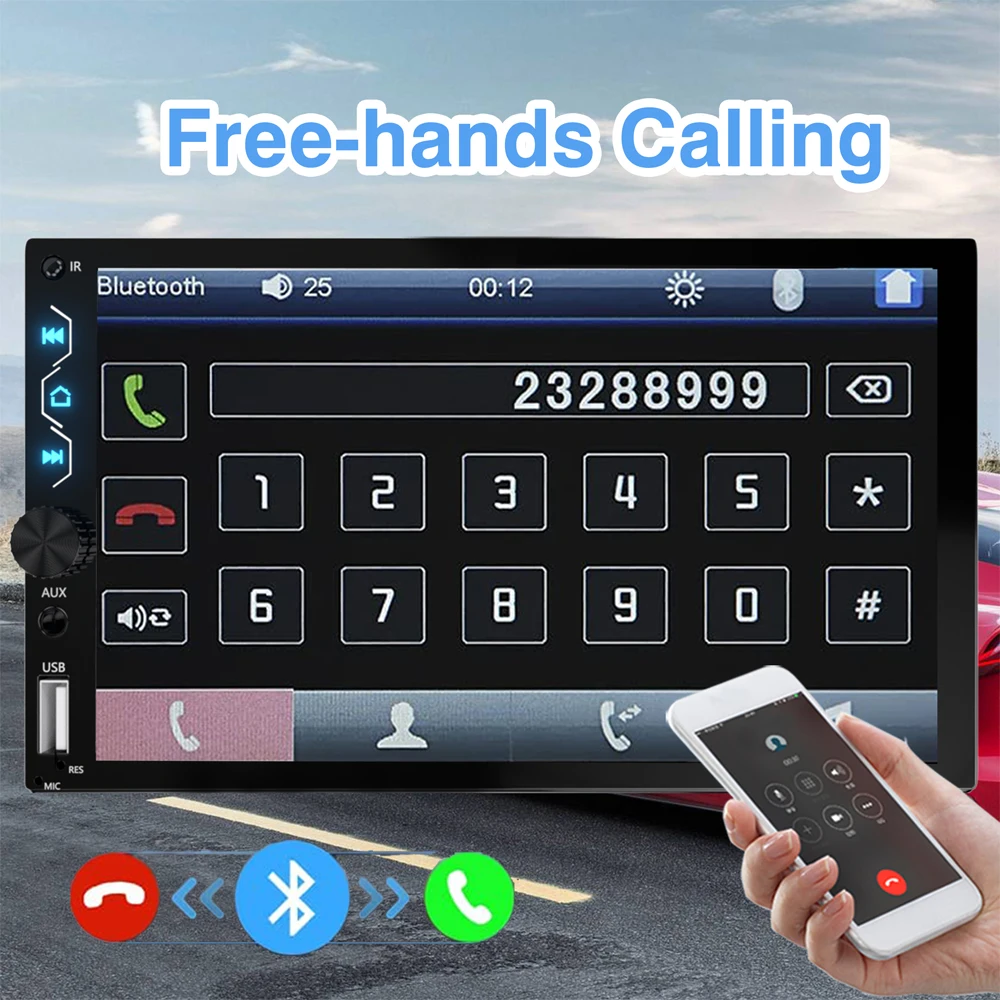 Upgrade Wireless] 7 Pollici Autoradio 2 Din,CarPlay senza fili e Android Auto senza fili,schermo tattile Stereo Auto con Bluetooth,Mirror Link,Vista posteriore in diretta, AM/FM/RDS,Backup Camera,SWC