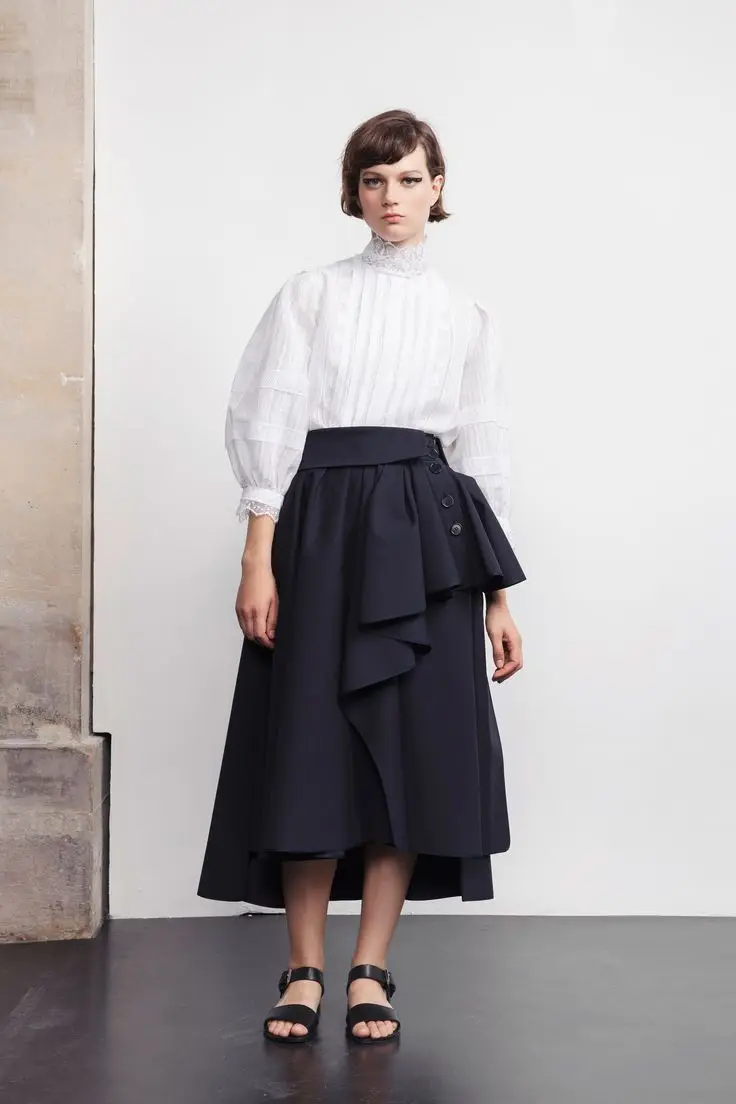 Falda de satén azul marino oscuro para mujer, ropa Formal para oficina, falda larga a media pantorrilla a la moda, Color y tamaño hechos a medida