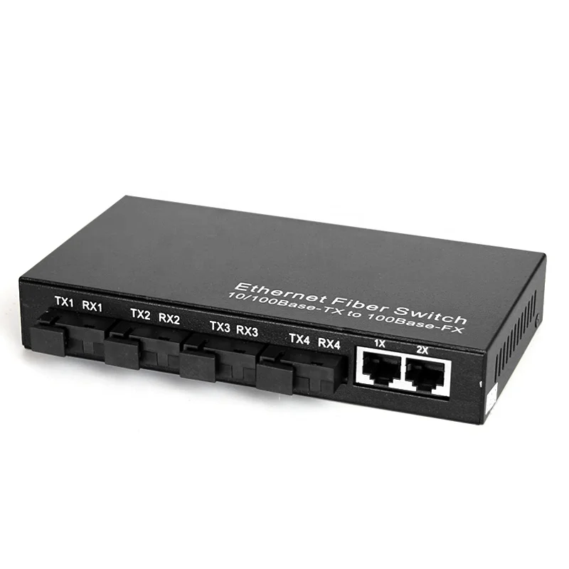 10/100M Single Mode Single Fiber 2 SC Fiber Port 4 RJ45 Port Fiber Optic Media Converter