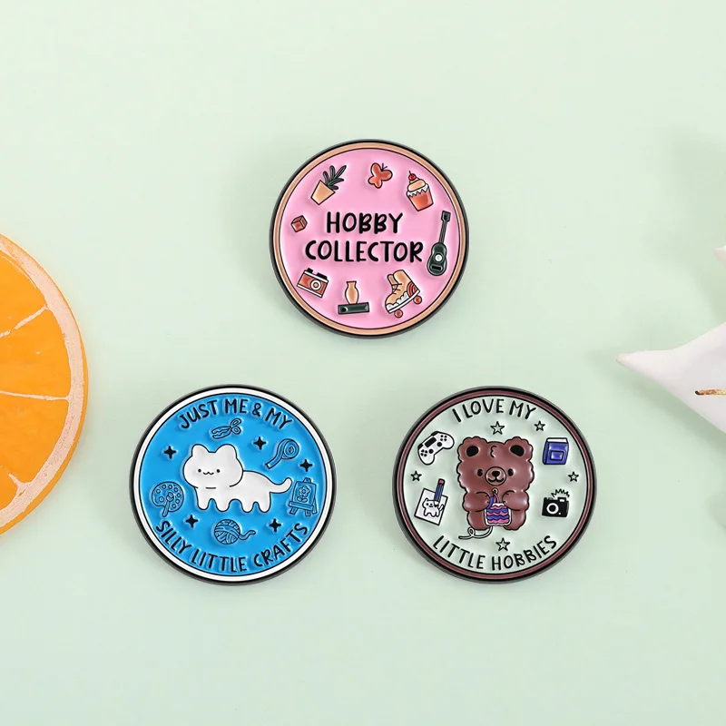 

Hobby Collector Enamel Pins Set Cute Cat Bear Brooch Funny Craft Quote Badge for Backpack Lapel Pin Jewelry Gift