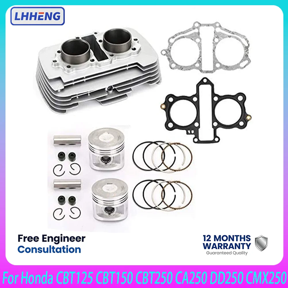 Air Cooled Twin Cylinder Cylinder Piston Complete Top End Rebuild Kit For Honda CBT125 CBT150 CBT250 CA250 DD250 CMX250 4-Stroke
