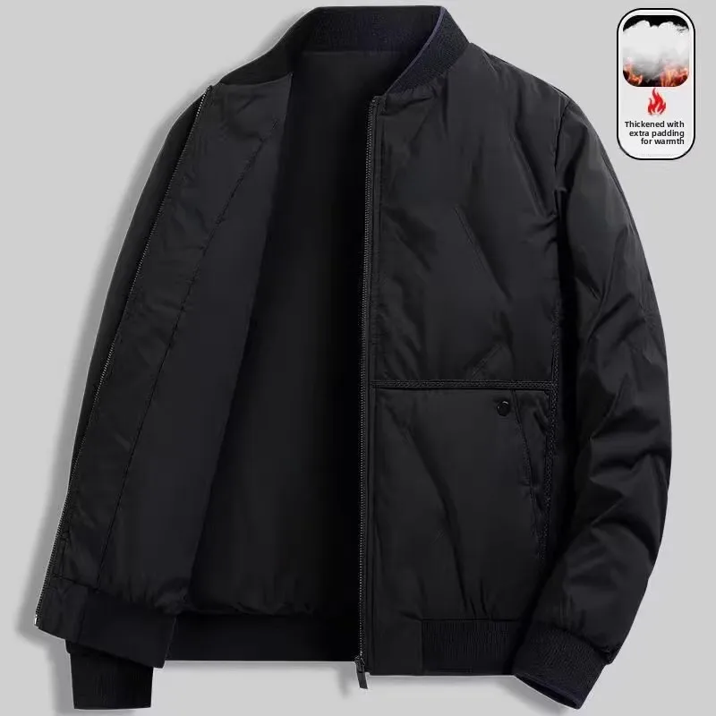 

Men's Fashionable City Casual Cotton Jacket Autumn Winter Fleece Lined Baseball Collar All-Match Business Windproof Waterproo...