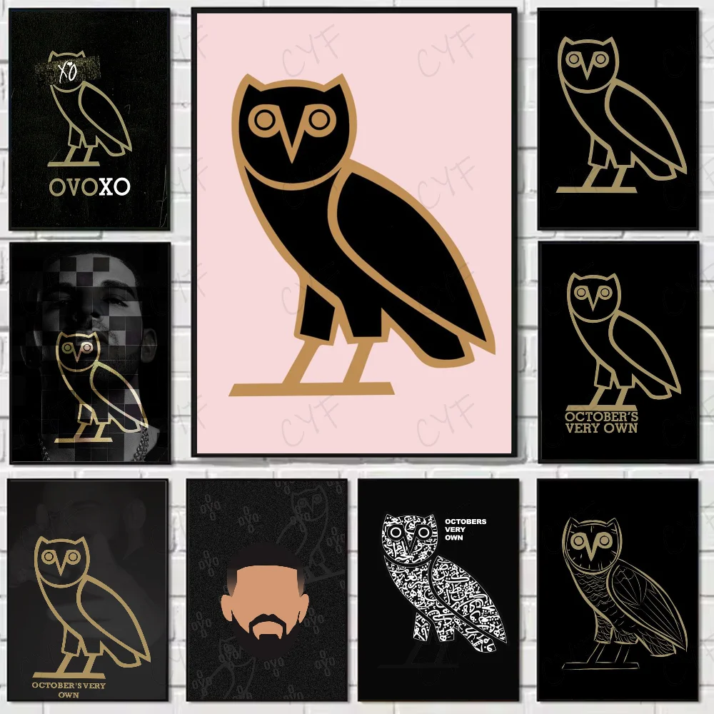 Fashion Drake O-Ovo Owl Poster High Quality Wall Art for Home Office Bedroom Living Room Hallway Bar Perfect Gift Idea