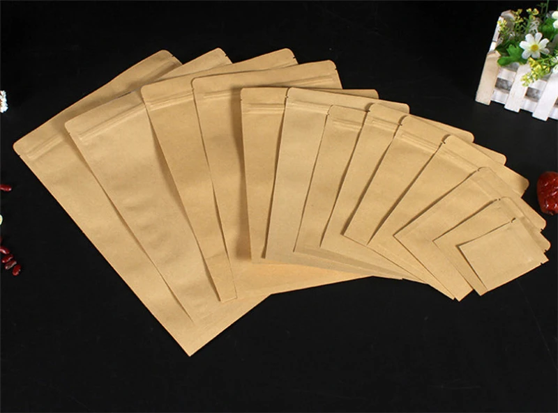 Kraftpapier mit flachem Boden, Aluminiumfolie im Inneren, Reißverschluss, Heißsiegel-Verpackungsbeutel, Lebensmittel, Kaffeebohnen, Snacks, Geschenkverpackungsbeutel – Detail 9