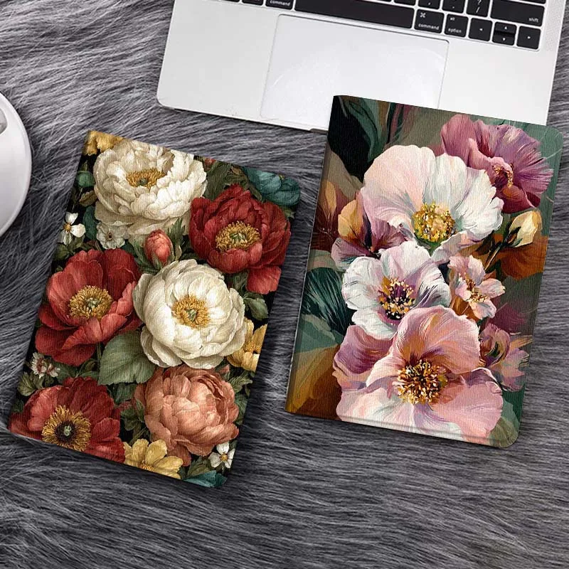 

Vibrant Peony Floral Pattern Tablet Case For Samsung Galaxy Tab S7 S8 S9 S10 FE Lite Gift