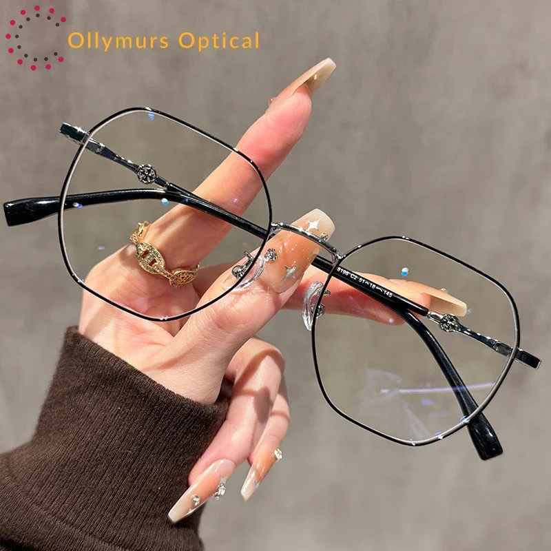 نظارات قصر النظر المضلعة المضادة للضوء الأزرق من OLLYMURS للنساء نظارات قراءة عصرية وصفة طبية نظارات بصرية تقدمية