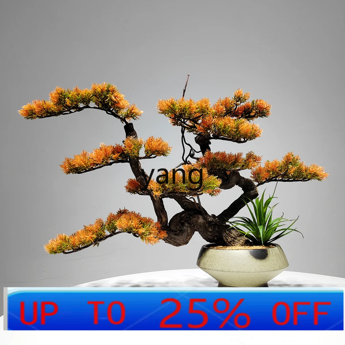 

Lhh New Chinese Simulation Orange Floral Welcome Pine Bonsai Living Room Entrance Ornament