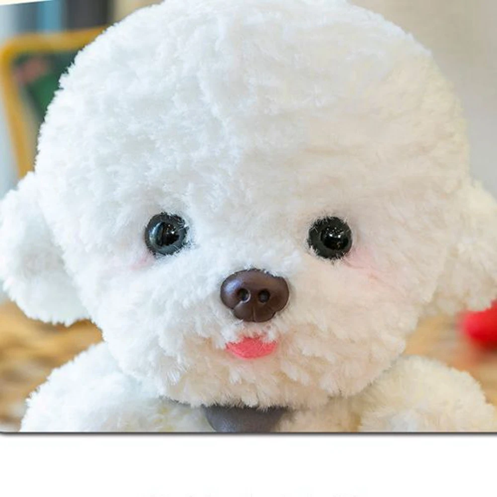 25cm Artificial White Bichon Bear Plush Toy Gray Sitting And Standing Scarf Kawaii Teddy Dog Animal Doll Festival Gifts