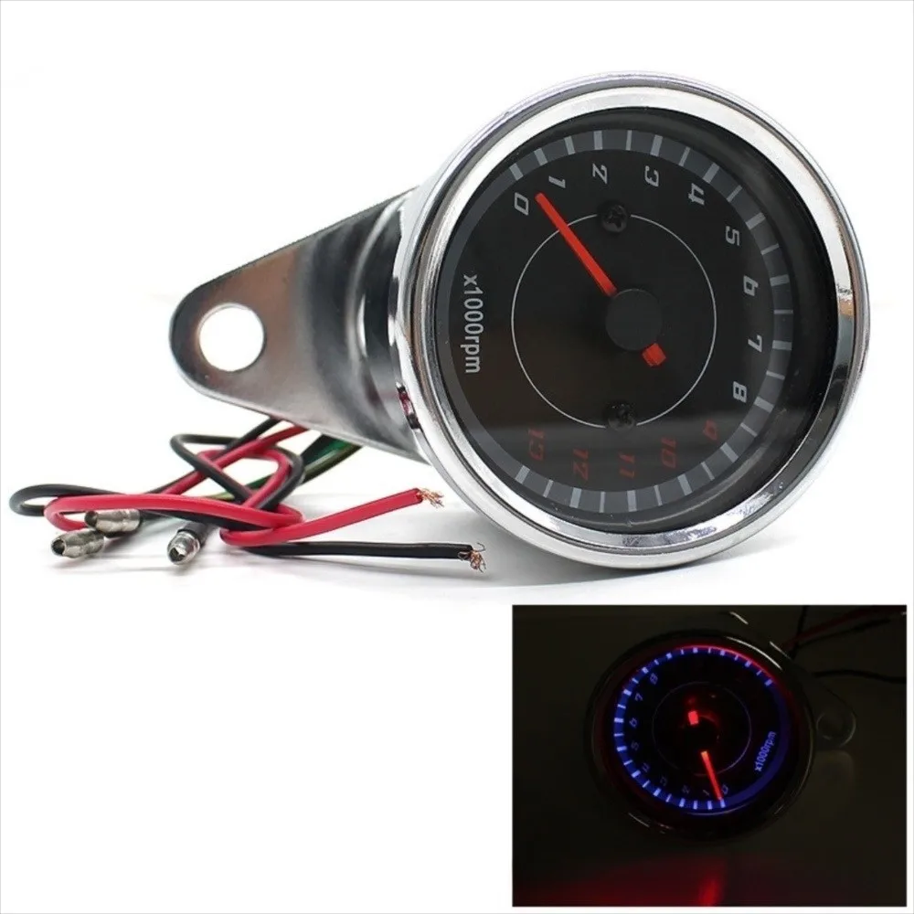 Universal LED Backlight Motorcycle Tachometer 1000 RPM Electronic Display Electronic Tach Meter 12V LED Tacho Gauge Motorcycle