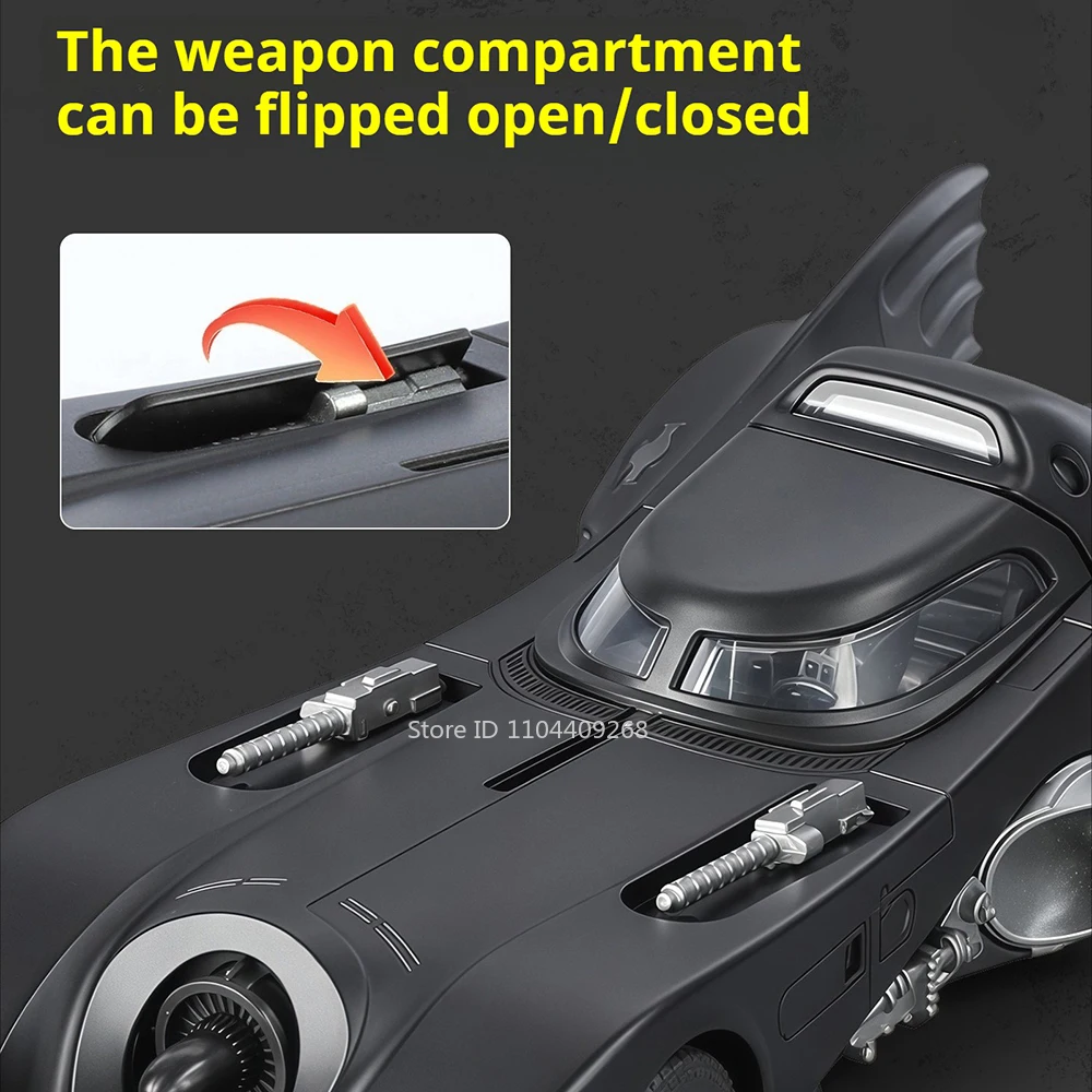 1:32 Batmobile Automodel Speelgoed Legering Lichaam Schokabsorptie Supercar Muziek Licht Miniatuur Voertuigmodellen Collectie Presenteert