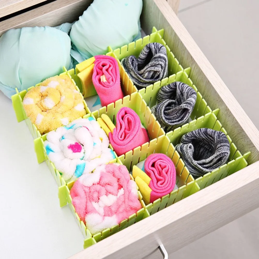 

4Pcs Drawer Divider Plastic Flexible Adjustable DIY Organizer for Home Storage Closet Socks Underwear Scarves Drawer Divider