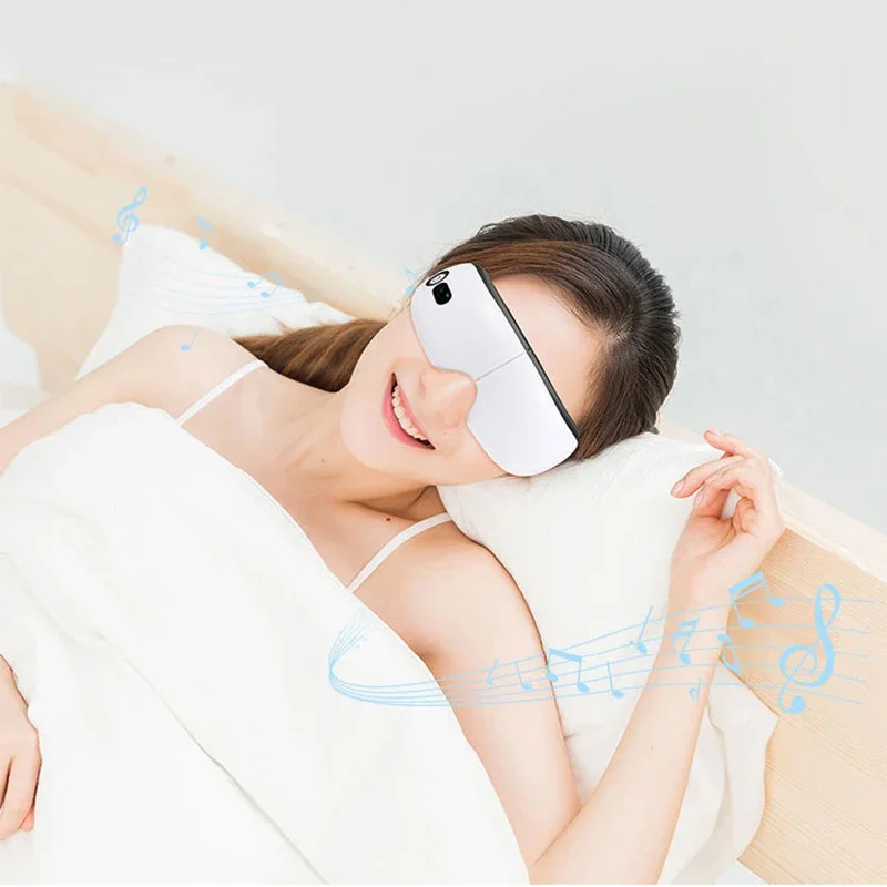 สมาร์ทถุงลมนิรภัยการสั่นสะเทือน Eye Massager Eye Care Instrument การบีบอัดร้อนรองรับบลูทูธ Eye Fatigue แว่นตานวด