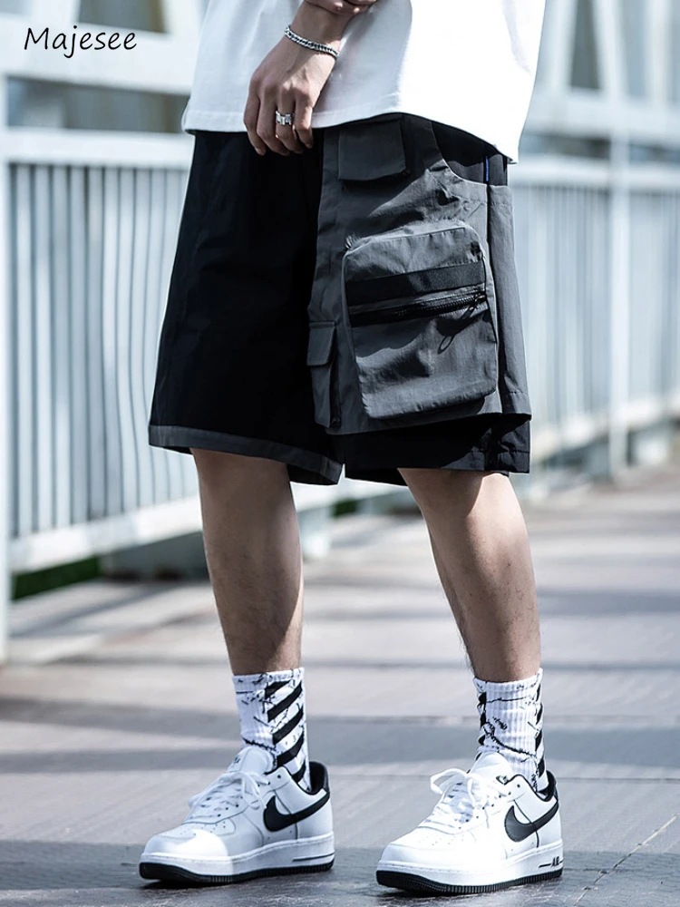 Cargo Shorts Men Baggy Big Pocket Knee Length Summer Breathable Comfortable Functional Techwear Japanese Style Simple Harajuku