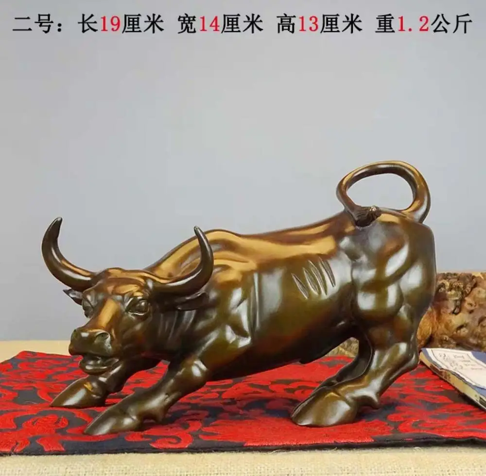 

2023 Good luck HOME Company shop financial Mascot business decorative Stock market bull Wall Street bronze statue M size