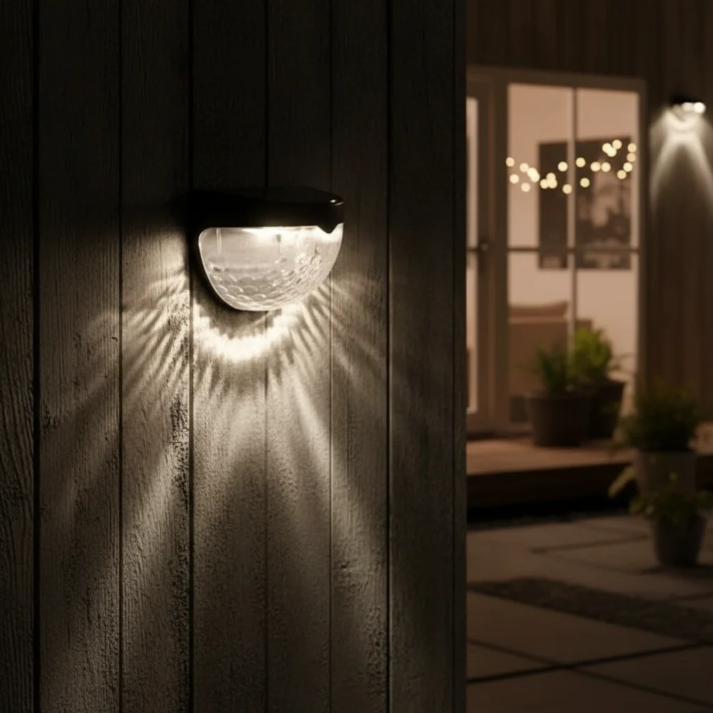 

Светодиодный настенный светильник на солнечной энергии, водонепроницаемые декоративные светильники для лестницы, сада, пейзажа, теплый белый, разноцветный, 1 шт.