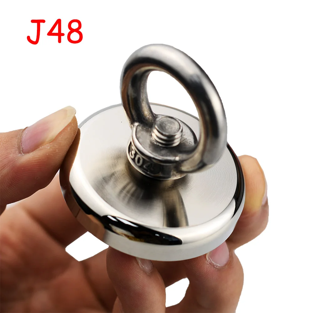 

Super Strong Neodymium Fishing Magnets Heavy Duty Rare Earth Magnet J48 mm with Countersunk Hole Eyebolt for Salvage Magnetic