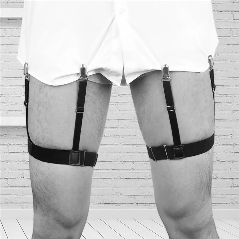 

1 Pair Men Shirt Stays Belt with Non-slip Locking Clips Keep Shirt Tucked Leg Thigh Suspender Garters Belt Strap