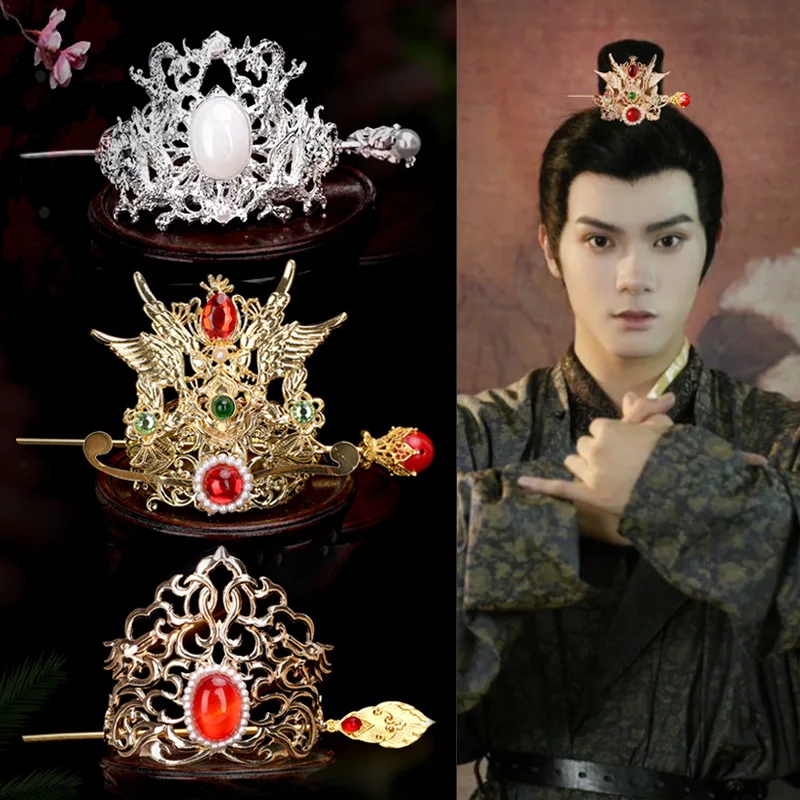 

Hanfu Ancient Style Ancient Costume Headwear Silver Gold Martial Arts Hair Crown Men and Women Couples Hair Proud Bun Crown