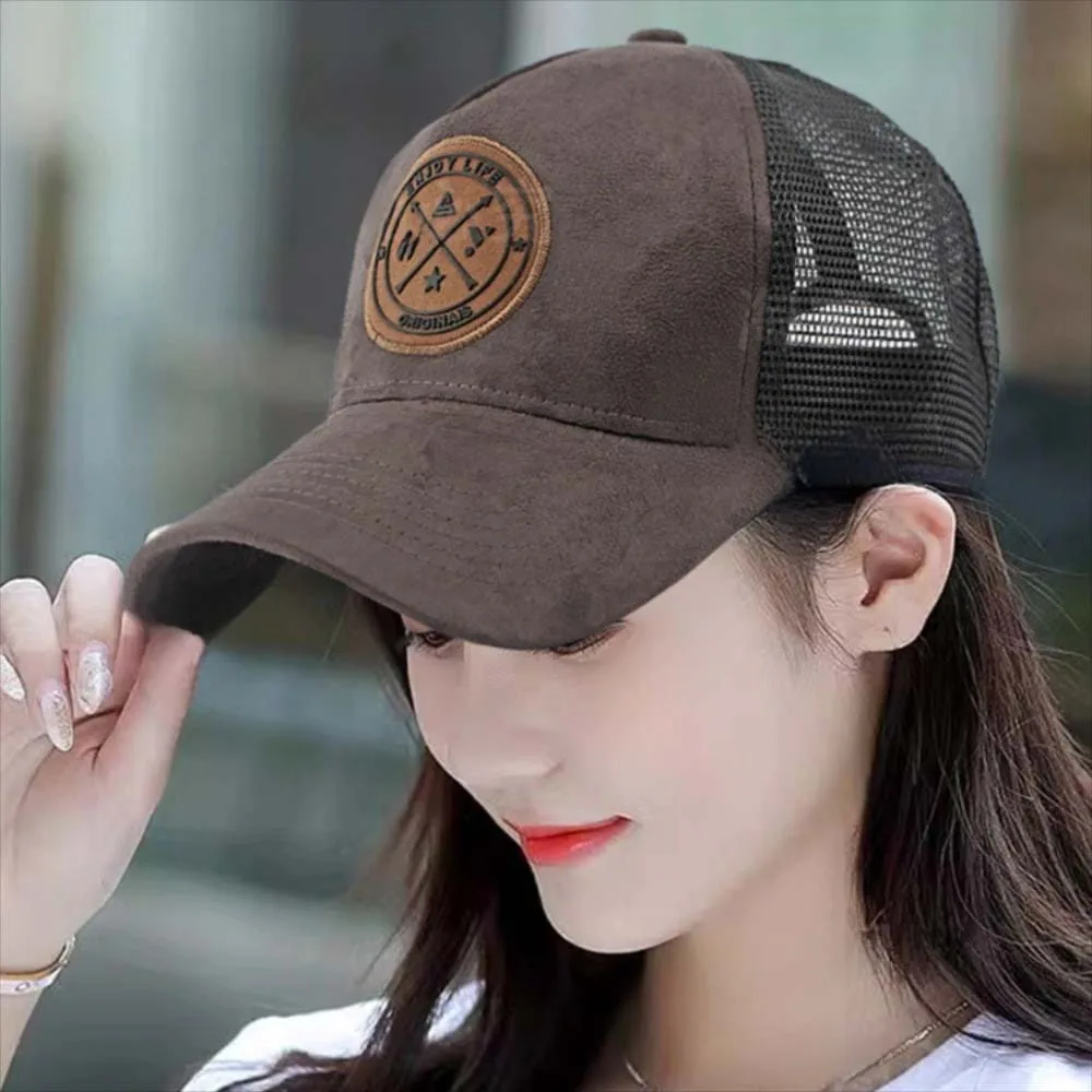 

Breathable Mesh Peaked Cap Adjustable Big Head Circumference Men Baseball Hat Polyester Korean Style Women Sunshade Hat