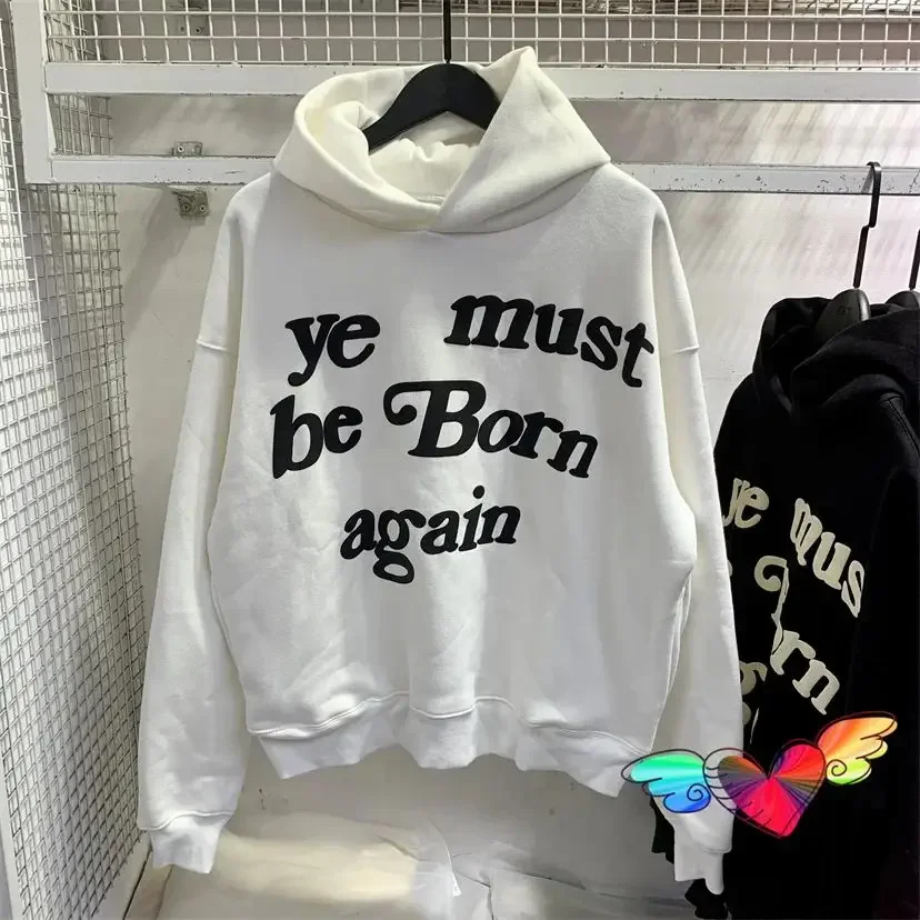 2024fw Puff Print Kanye West Hoody Men Women Pink Ye Must Be Born Again Hoodie Oversize Fit Pullovers CPFM Sweatshirts